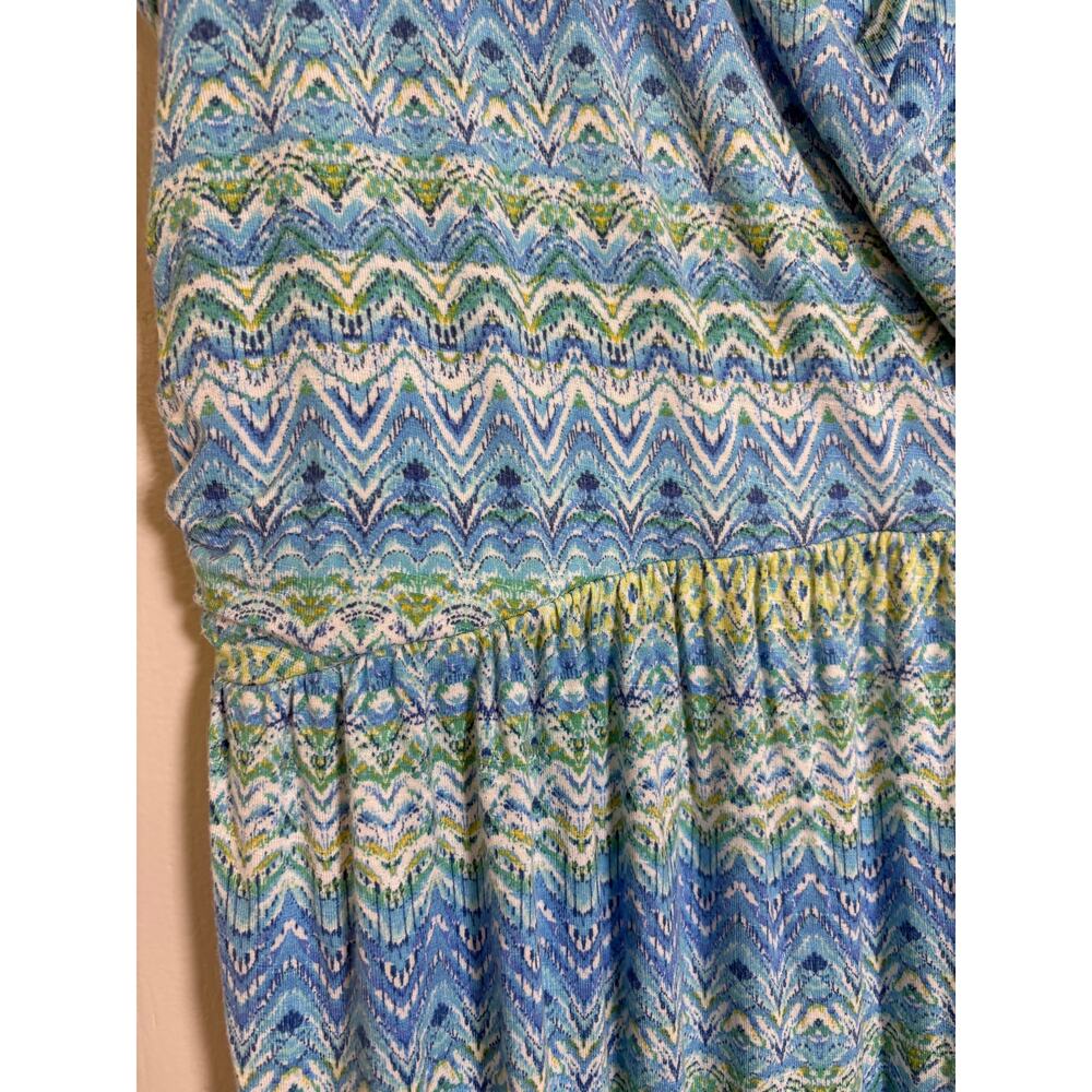 J. Jill Medium Petite Cross Over Faux Wrap Geometric Wave Design Maxi - Picture 6 of 7